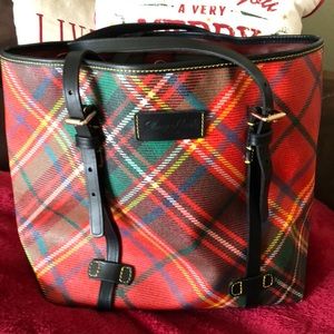 Dooney & Bourke Red Tartan Plaid Tote